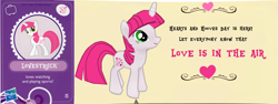 Size: 2794x1046 | Tagged: safe, derpibooru import, lovestruck, collector card, gameloft, hasbro, hearts and hooves day, official