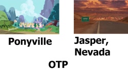 Size: 1280x720 | Tagged: safe, derpibooru import, exploitable meme, jasper nevada, otp, ponyville, transformers, transformers prime