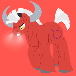 Size: 2000x2000 | Tagged: safe, artist:robynne, derpibooru import, bull, angry, muscles, ponyscopes, taurus, zodiac