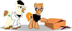 Size: 3356x1475 | Tagged: safe, artist:up1ter, derpibooru import, adam savage, dynamite, explosives, glasses, jamie hyneman, mythbusters, ponified