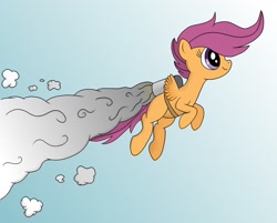 Size: 1300x1046 | Tagged: safe, artist:mortris, derpibooru import, scootaloo, jetpack, scootaloo can't fly