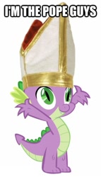 Size: 357x626 | Tagged: safe, derpibooru import, spike, dragon, image macro, pope, religion, the spike pope