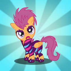 Size: 1000x1000 | Tagged: safe, artist:cooldoggie, derpibooru import, scootaloo, pegasus, female, filly, orange coat, purple mane, solo