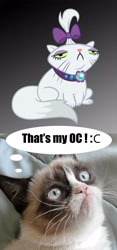 Size: 2480x5315 | Tagged: safe, derpibooru import, opalescence, oc, grumpy cat, tard the grumpy cat