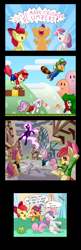 Size: 800x2468 | Tagged: safe, artist:dstears, derpibooru import, apple bloom, gummy, scootaloo, sweetie belle, ben 10, ben 10 alien force, comic, crossover, cutie mark crusaders, nintendo, plunger, super mario bros.