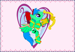 Size: 1500x1043 | Tagged: safe, derpibooru import, oc, oc only, pony creator, arrow, bow (weapon), bow and arrow, card, cupid, fake wings, hearts and hooves day, valentine, valentine's day
