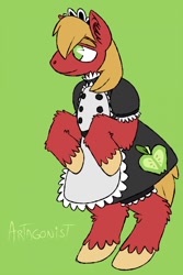 Size: 853x1280 | Tagged: safe, artist:artagonist, derpibooru import, big macintosh, earth pony, pony, clothes, crossdressing, maid, male, solo, stallion