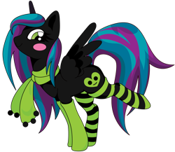 Size: 1024x887 | Tagged: safe, artist:tripperwitch, derpibooru import, oc, oc only, alicorn, pony, alicorn oc, clothes, oblivion heart, scarf, socks, solo, striped socks