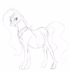 Size: 3569x3673 | Tagged: safe, artist:patch, amira, saddle arabian, belly, monochrome, pregnant, sketch, solo