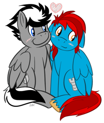 Size: 589x698 | Tagged: safe, artist:billie11893, derpibooru import, oc, oc only, pegasus, pony, blushing, cute, gay, heart, male, shipping