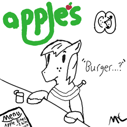 Size: 750x750 | Tagged: safe, artist:macworks, derpibooru import, big macintosh, earth pony, pony, burger, male, stallion