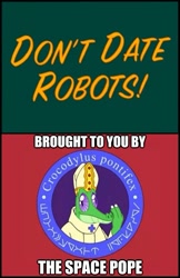 Size: 625x963 | Tagged: safe, derpibooru import, gummy, futurama, image macro, pope, the space pope