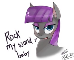 Size: 472x386 | Tagged: safe, artist:mrscurlystyles, artist:tsitra360, maud pie, earth pony, pony, cheek fluff, cute, dialogue, ear fluff, female, mare, pun, rock, smiling, solo, that pony sure does love rocks, when she smiles