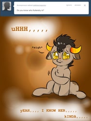 Size: 768x1024 | Tagged: safe, artist:asktavrospony, derpibooru import, ask, homestuck, ponified, tavros nitram, tavroshy