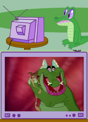 Size: 894x1225 | Tagged: safe, derpibooru import, gummy, all dogs go to heaven, big lipped alligator moment, charlie barkin, don bluth, exploitable meme, gummy actually caring, king gator, tv meme
