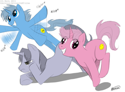 Size: 800x593 | Tagged: safe, artist:krossan, derpibooru import, annoyed, charlie the unicorn, derp, face down ass up, flapping, frown, glare, grin, grumpy, ponified, pronking, smiling