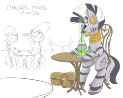 Size: 1280x1017 | Tagged: safe, artist:cynicalmoose, derpibooru import, zecora, pony, zebra, 30 minute art challenge, horn