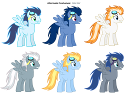 Size: 3750x2850 | Tagged: safe, artist:blackm3sh, artist:pika-robo, derpibooru import, fire streak, lightning streak, silver lining, silver zoom, soarin', wave chill, alternate costumes, palette swap, recolor, shadowbolts, wonderbolts