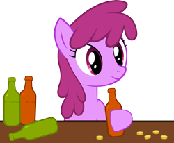 Size: 5000x4128 | Tagged: safe, artist:artpwny, derpibooru import, berry punch, berryshine, absurd resolution, bar, bits, bottle, drink, simple background, solo, transparent background, vector