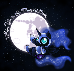 Size: 3328x3196 | Tagged: safe, artist:jadedjynx, derpibooru import, nightmare moon, chibi, cute, moon, nightmare woon, solo, stars