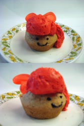 Size: 800x1200 | Tagged: safe, artist:sunsomething, derpibooru import, apple bloom, food, muffin, photo