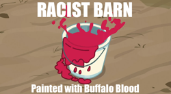 Size: 850x465 | Tagged: safe, derpibooru import, image macro, paint, racist barn, simple background, text