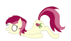 Size: 700x400 | Tagged: safe, artist:chocomilkterrorist, derpibooru import, roseluck, earth pony, pony, animated, cover myself in vaseline and pretend i'm a slug, dumb running ponies, face down ass up, no pupils, roseslug, simple background, smiling, solo, transparent background