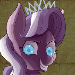 Size: 1200x1200 | Tagged: safe, artist:fauxsquared, derpibooru import, diamond tiara, earth pony, pony, bust, evil grin, grin, portrait, rapeface, shrunken pupils, slasher smile, smiling, solo, tiarrape