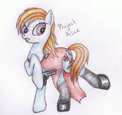 Size: 2447x2316 | Tagged: safe, derpibooru import, crossover, ponified, resident evil, solo, traditional art