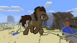 Size: 1280x722 | Tagged: safe, derpibooru import, doctor whooves, earth pony, pony, game screencap, male, minecraft, minecraft pixel art, missing accessory, pixel art, solo, stallion
