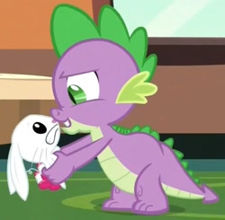 Size: 709x695 | Tagged: safe, derpibooru import, screencap, angel bunny, spike, dragon, just for sidekicks