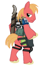 Size: 958x1410 | Tagged: safe, derpibooru import, big macintosh, pony, bipedal, chris redfield, clothes, cosplay, costume, crossover, machete, resident evil, resident evil 5