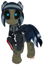 Size: 521x779 | Tagged: safe, artist:c-puff, derpibooru import, geth, legion, mass effect, ponified, solo