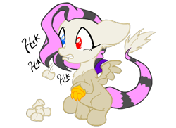 Size: 550x400 | Tagged: safe, artist:inkwell, derpibooru import, oc, oc only, oc:timid turvy, hybrid, interspecies offspring, marshmallow, offspring, parent:discord, parent:fluttershy, parents:discoshy, simple background, solo, transparent background
