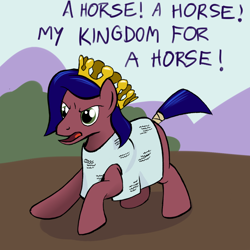 Size: 700x700 | Tagged: safe, artist:ambrosebuttercrust, derpibooru import, ponified, pun, richard iii, shakespeare