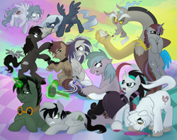 Size: 1650x1312 | Tagged: safe, artist:peachiekeenie, derpibooru import, discord, oc, pony, unicorn