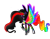 Size: 1100x850 | Tagged: safe, artist:russiankolz, derpibooru import, oc, oc only, oc:princess neon boom, alicorn, original species, pony, alicorn oc, colored horn, colored wings, ethereal mane, heterochromia, multicolored wings, neon, neon pony, rainbow tail, rainbow wings, raised hoof, solo, spread wings, wings