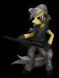 Size: 725x960 | Tagged: safe, artist:mirapony, derpibooru import, daring do, alien, pony, alien (franchise), bipedal, colonial marine, crossover, female, gun, mare, marine, smart gun