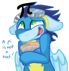 Size: 511x526 | Tagged: safe, artist:steeve, derpibooru import, soarin', cute, goggles, pi, pie, soarinbetes, that pony sure does love pies, wonderbolts uniform