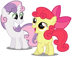 Size: 6676x5207 | Tagged: safe, artist:austiniousi, derpibooru import, apple bloom, sweetie belle, absurd resolution, alternate hairstyle, simple background, transparent background, vector