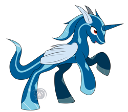 Size: 955x836 | Tagged: safe, artist:erinkarsath, derpibooru import, alicorn, pony, dialga, legendary pokémon, pokémon, ponified, ponymon, rearing, simple background, solo, transparent background