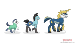 Size: 1280x762 | Tagged: safe, artist:almairis, derpibooru import, beard, colt, dewott, evolution chart, facial hair, family, father and child, father and son, foal, helmet, male, moustache, oshawott, parent and child, pokémon, ponified, ponymon, samurott, simple background, stallion, transparent background, trio