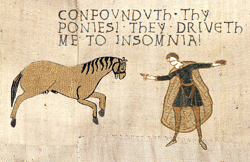 Size: 624x405 | Tagged: safe, derpibooru import, human, pony, bayeux tapestry, bayeux tapestry meme, confound these ponies, insomnia, meme, text, ye olde butcherede englishe