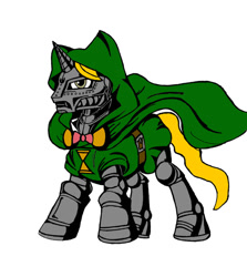 Size: 844x947 | Tagged: safe, artist:kenichi-shinigami, derpibooru import, perfect pace, doctor doom, doctor who, fusion, marvel, ponified, the master, victor von doom