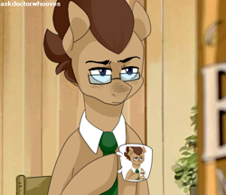 Size: 416x360 | Tagged: safe, artist:buljong, derpibooru import, doctor whooves, ask doctor whooves, glasses, mug, reaction image, recursion