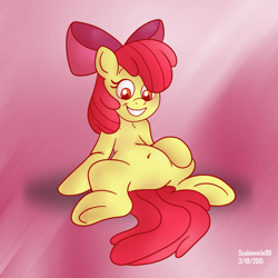 Size: 4000x4000 | Tagged: safe, artist:scobionicle99, apple bloom, belly button, featureless crotch, solo, underhoof