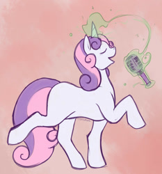 Size: 1138x1219 | Tagged: safe, artist:eclipseowl, derpibooru import, sweetie belle, microphone, older, singing, solo