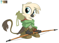 Size: 2700x2000 | Tagged: safe, artist:equestria-prevails, derpibooru import, oc, oc only, griffon, bow (weapon), cute, simple background, solo, transparent background