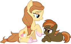 Size: 1548x975 | Tagged: safe, artist:shutterflyeqd, button mash, oc, oc:cream heart, cute, female, hoof polish, lost bet, mother and child, mother and son, nail polish, parent and child, simple background, transparent background, vector