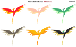 Size: 4000x2500 | Tagged: safe, artist:pika-robo, artist:spinnyhat, derpibooru import, hummingway, peewee, philomena, bird, hawk, phoenix, toucan, a bird in the hoof, alternate costumes, palette swap, recolor, simple background, spread wings, transparent background, vector, wings